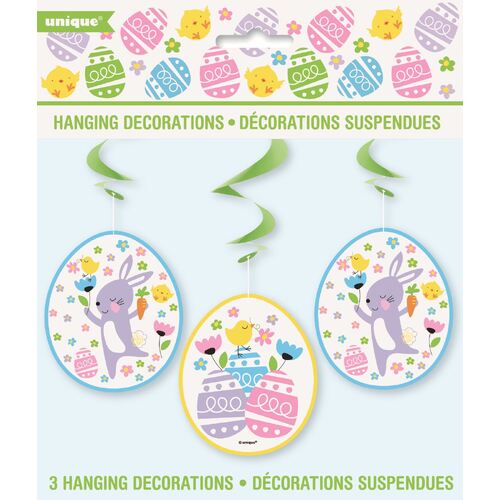  Colourful Easter Hanging Swirl Decorations 3 Pack