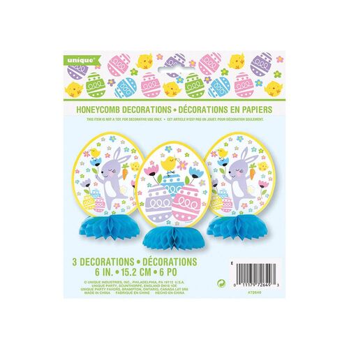 Colour Easter Honeycomb Decorations 3 Pack