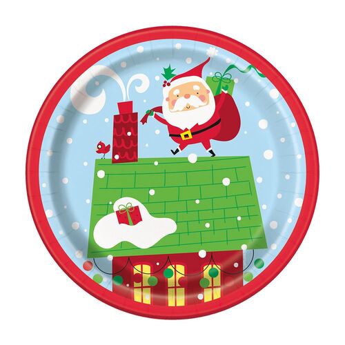 Colourful Santa Paper Plates 18cm 8 Pack