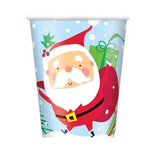 Colourful Santa Paper Cups 270ml 8 Pack