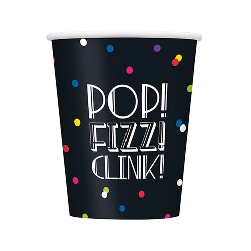 Neon Dots New Years Paper Cups 8 Pack 270ml
