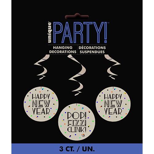 Neon Dots New Years 3 Hanging Swirls