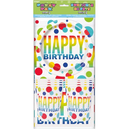Rainbow Spots Party Pack For 8