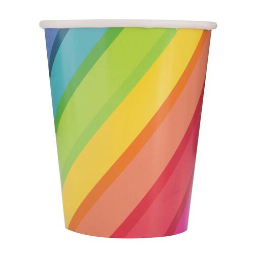 Balloons & Rainbow Paper Cups 8 Pack 270ml
