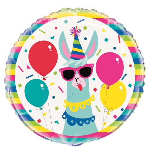 45cm Llama Birthday Foil Balloon Packaged