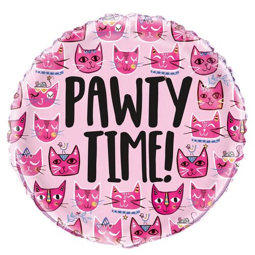 45cm Pink Pawty Time Foil Balloon Packaged