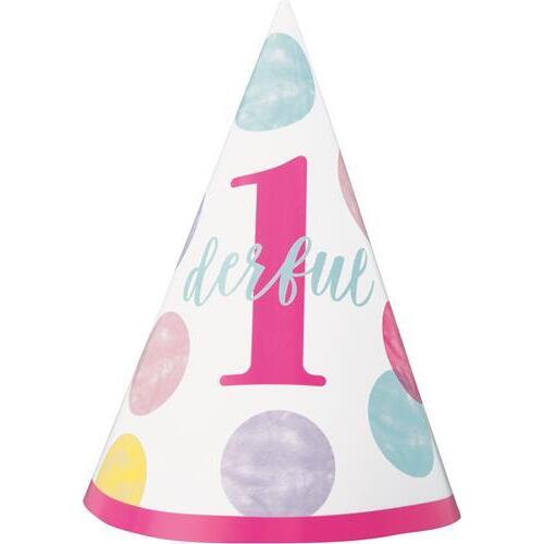 1st Birthday Dots Pink 1derful Party Hat