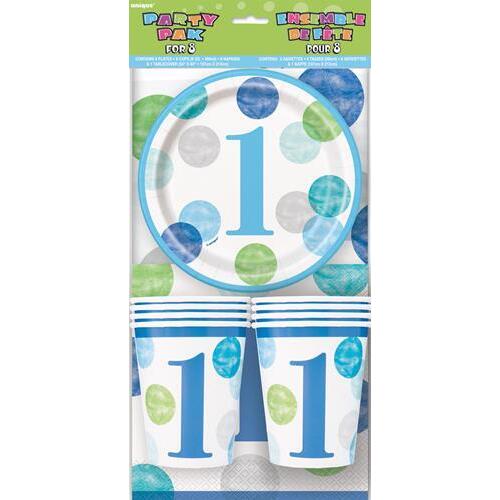 Blue Dots 1st Birthday Pty Pk For 8