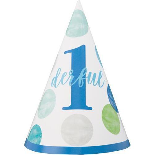 1st Birthday Dots Blue 1derful Party Hat