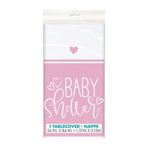 Baby Shower Pink Hearts Printed Tablecover