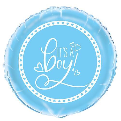 45cm It's A Boy Foil Balloon Packaged