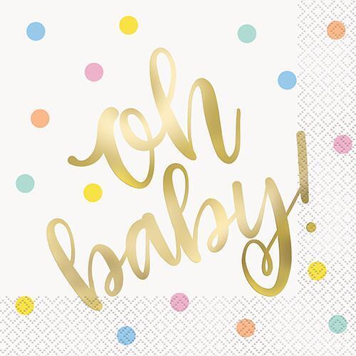 Oh Baby Foil Stamped Luncheon Napkins 16 Pack