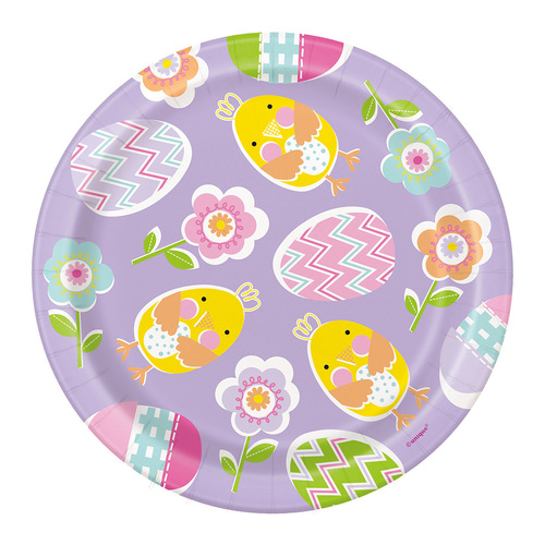 Lilac Easter Paper Plates 18cm 8 Pack