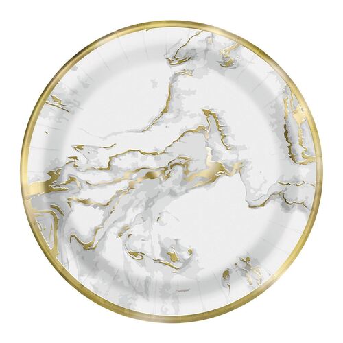 Marble Gold Foil Stamped Paper Plates 10 Pack