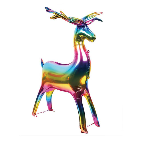 Giant Standing Air Filled Reindeer Foil Balloon Rainbow 71cm  