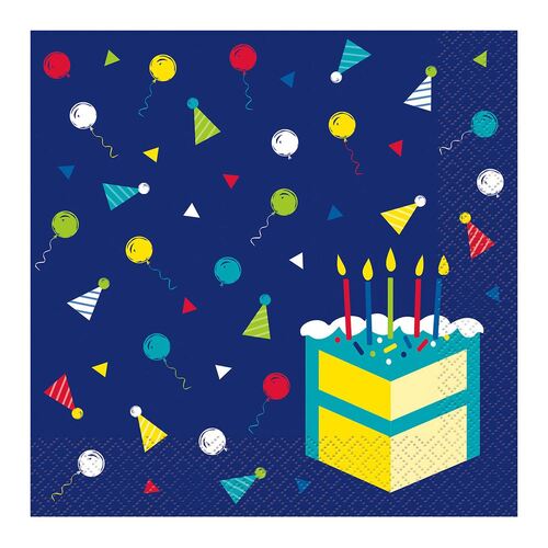 Peppy Birthday Luncheon Napkins 2ply 33cm X 33cm 16 Pack