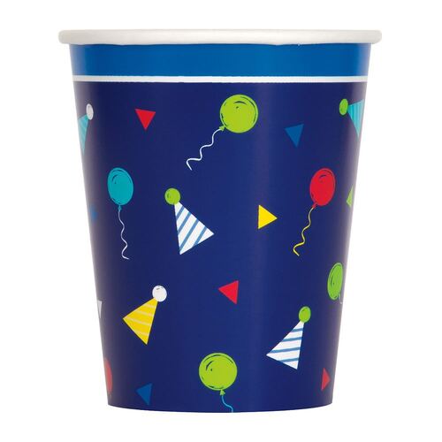 Peppy Birthday Paper Cups 270ml 8 Pack