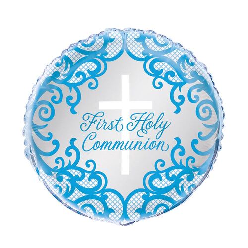 45cm Fancy Blue Cross First Holy Communion Foil Balloon