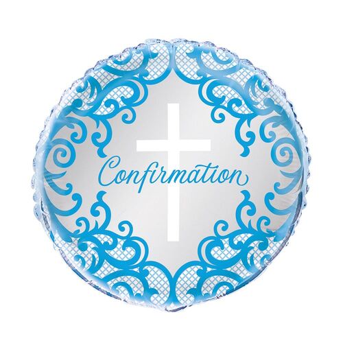 45cm Fancy Blue Cross Confirmation Foil Balloon