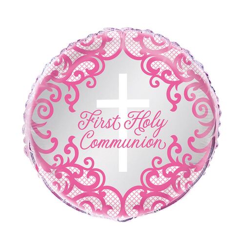 45cm Fancy Pink Cross First Holy Communion Foil Balloon