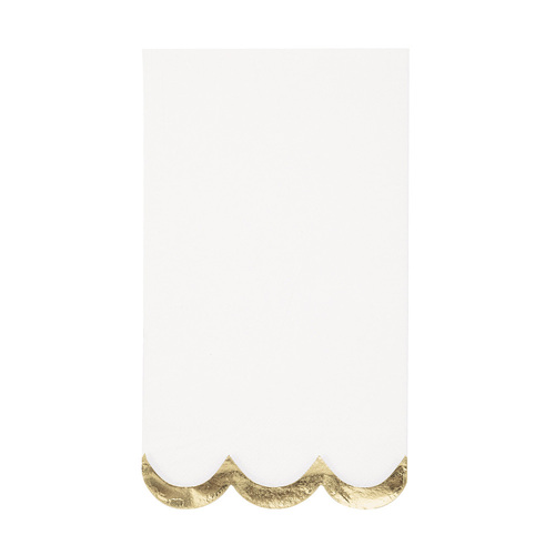 Fancy Gold Foil Stamped Scalloped Edge Guest Napkins 3 Ply 38.6cm X 32.7cm 16 Pack