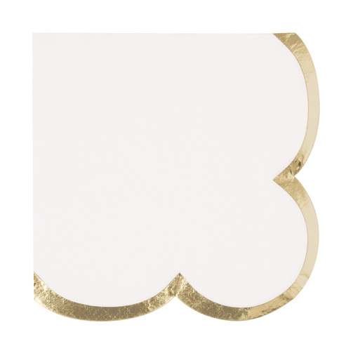 Fancy Gold Foil Stamped Scalloped Edge Beverage Napkins 2ply 25.4cm X 25.4cm 16 Pack