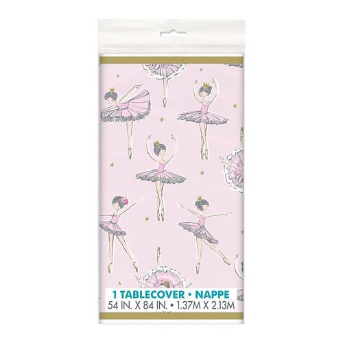 Ballerina Pink & Gold Printed Tablecover 137cm X 213cm