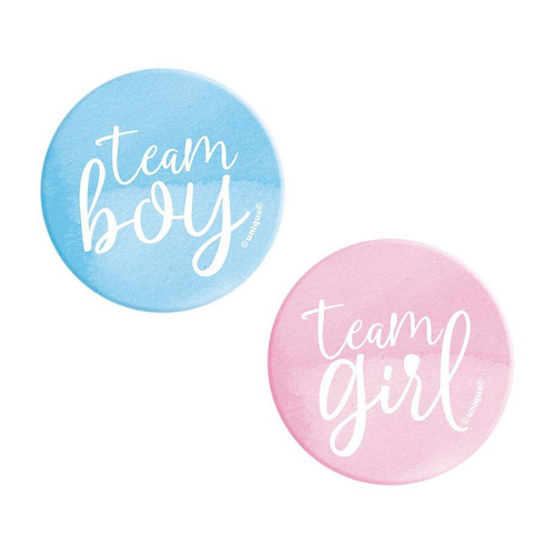 Gender Reveal Team Boy/girl Badges 10 Pack