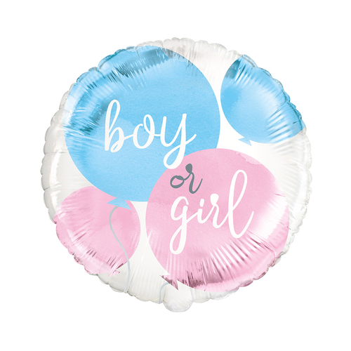 45cm Baby Reveal "Boy Or Girl" Foil Balloon Packaged