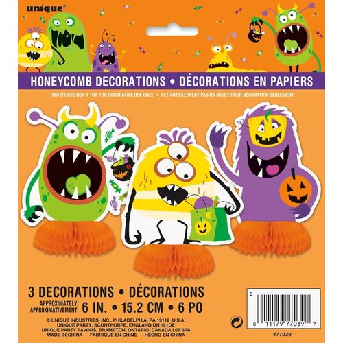 Silly Monsters Mini Honeycomb Decorations 3 Pack