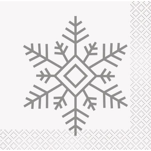 Snowflake Silver & Gold Beverage Napkins 16 Pack