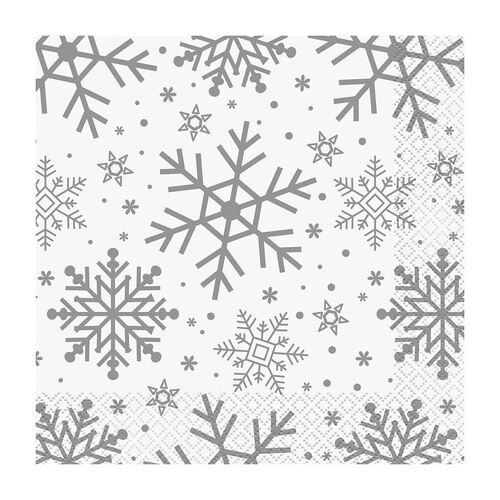 Silver & Gold Holiday Snowflakes Luncheon Napkins Luncheon Napkins 2ply 33cm X 33cm 16 Pack