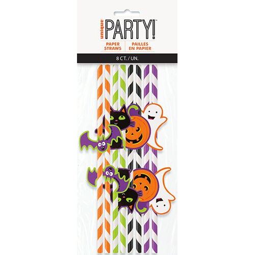 Halloween Decal Striped Paper Straws 8 Pack
