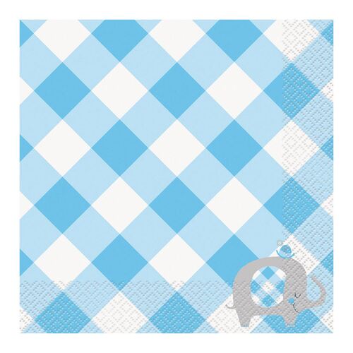 Floral Elephant Baby Shower Blue Luncheon Napkins 16 Pack