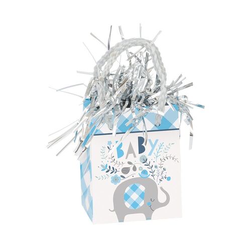 Floral Elephant Baby Blue Shower Giftbag Balloon Weight