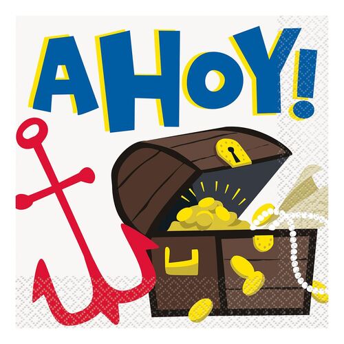 Ahoy Pirate Luncheon Napkins 2ply 33cm X 33cm 16 Pack