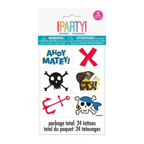 Ahoy Pirate Tattoos 24 Pack
