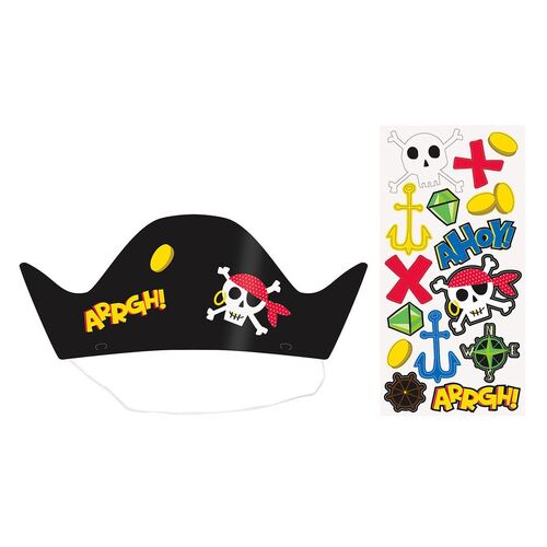 Ahoy Pirate Make Your Own Party Hats 8 Pack