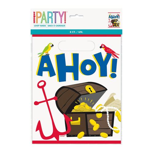 Ahoy Pirate Loot Bags 8 Pack
