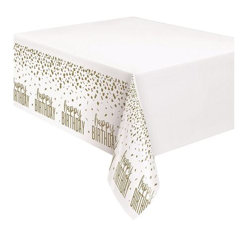 Gold Confetti Happy Birthday Printed Tablecover