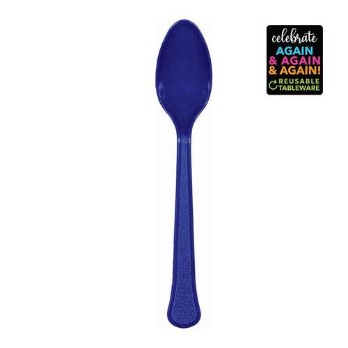 Premium Spoons Bright Royal Blue Extra Heavy Weight 20 Pack 