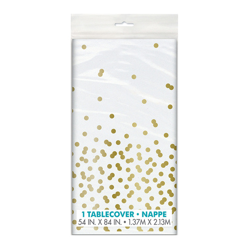 Gold Confetti Dots Printed Tablecover 137cm X 213cm