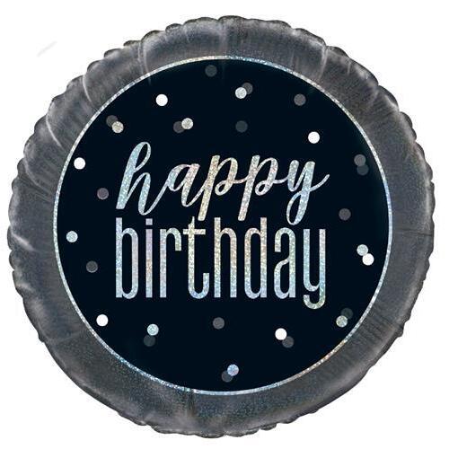 45cm Black Happy Birthday Foil Balloon