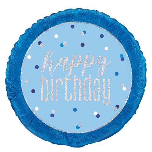 45cm Blue Happy Birhtday Foil Balloon