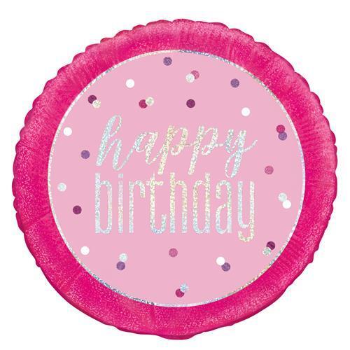 45cm Pink Happy Birthday Foil Balloon