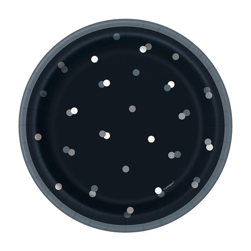 Black And Silver Paper Plates 18cm 8 Pack
