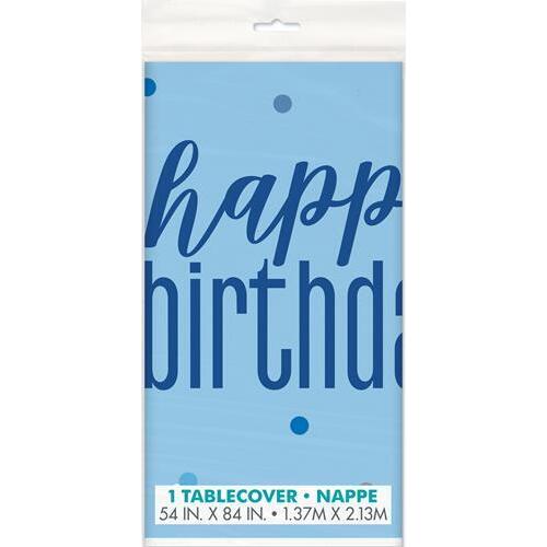Blue Happy Birthday Printed Tablecover 137cm x 213cm