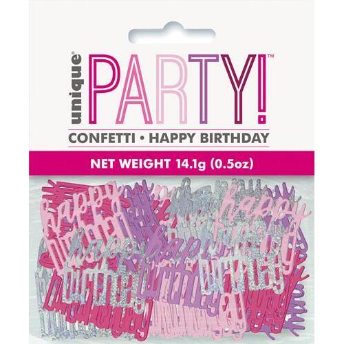 Pink Happy Birthday Foil Confetti 14g