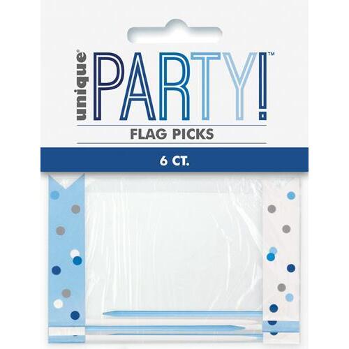 Blue 6 Flag Picks 9cm