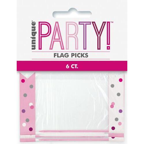 Pink Flag Picks 9cm 6 Pack